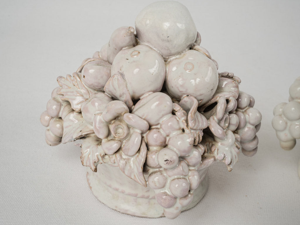 Unique small white-glazed fruit sculptures