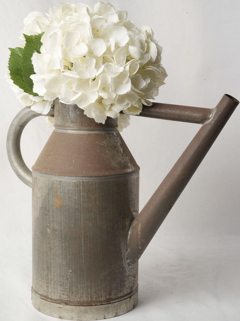 French cylindrical tin watering can