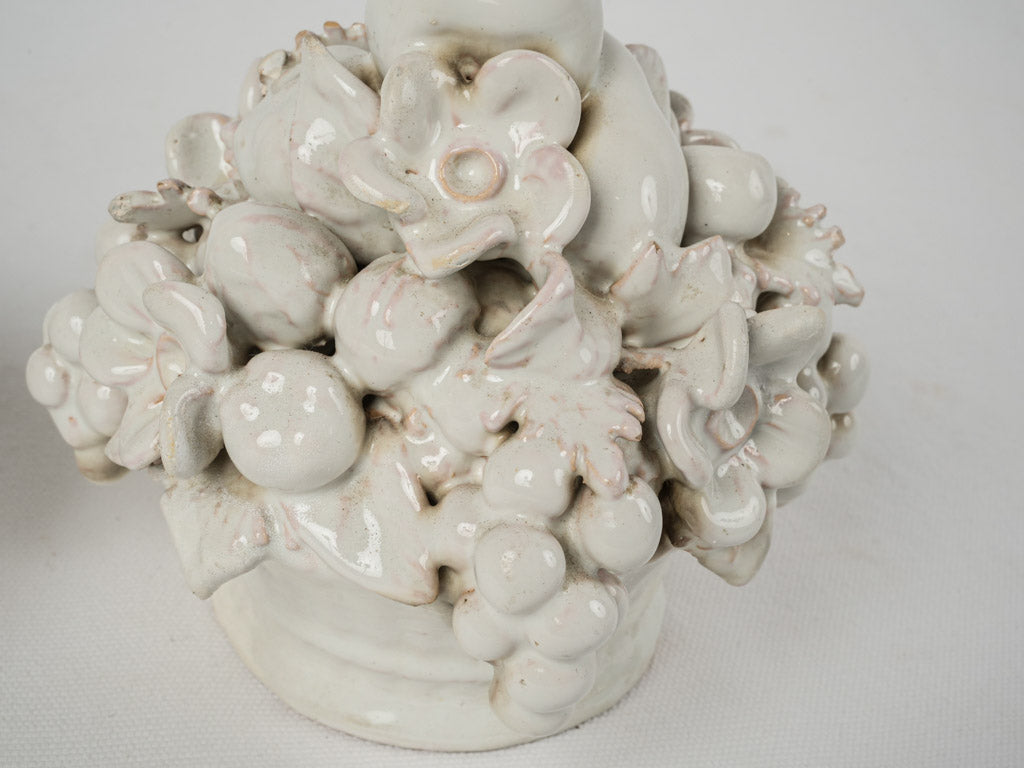 Whimsical ceramic fruit basket pair