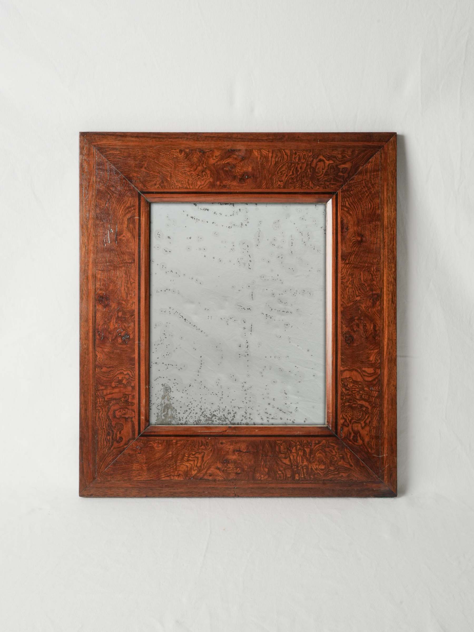 Antique aged glass small mirror
