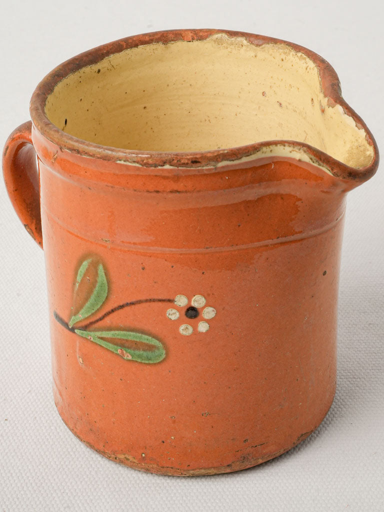 Aged vintage French terracotta pitcher