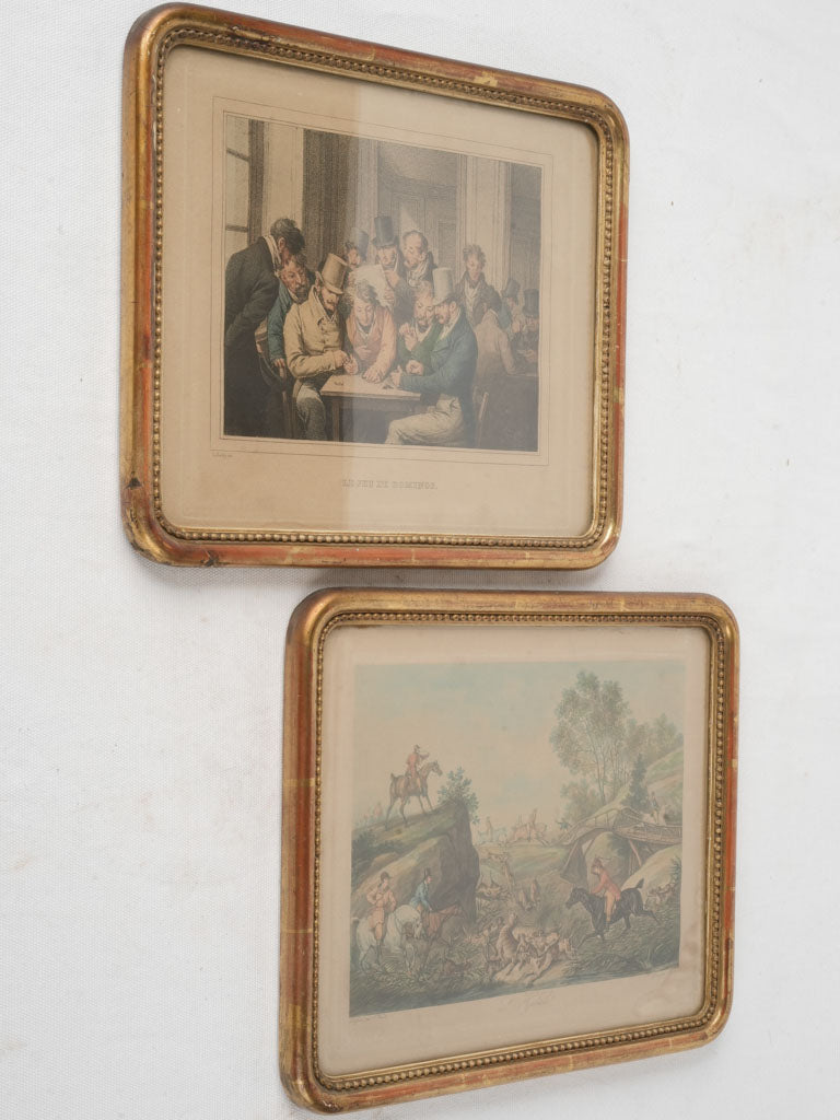 Charming historical hunting scene engraving