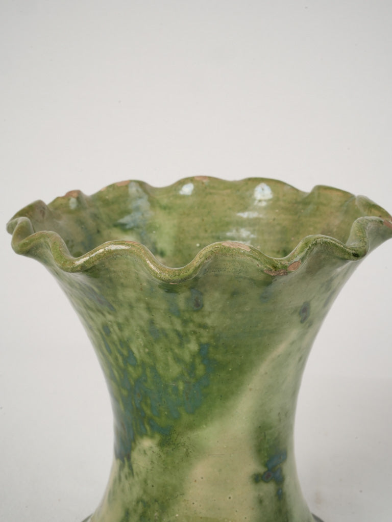 Delicate handmade green trumpet vase
