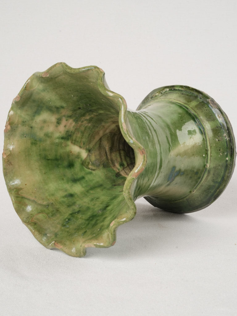 Patina-aged French terracotta green vase