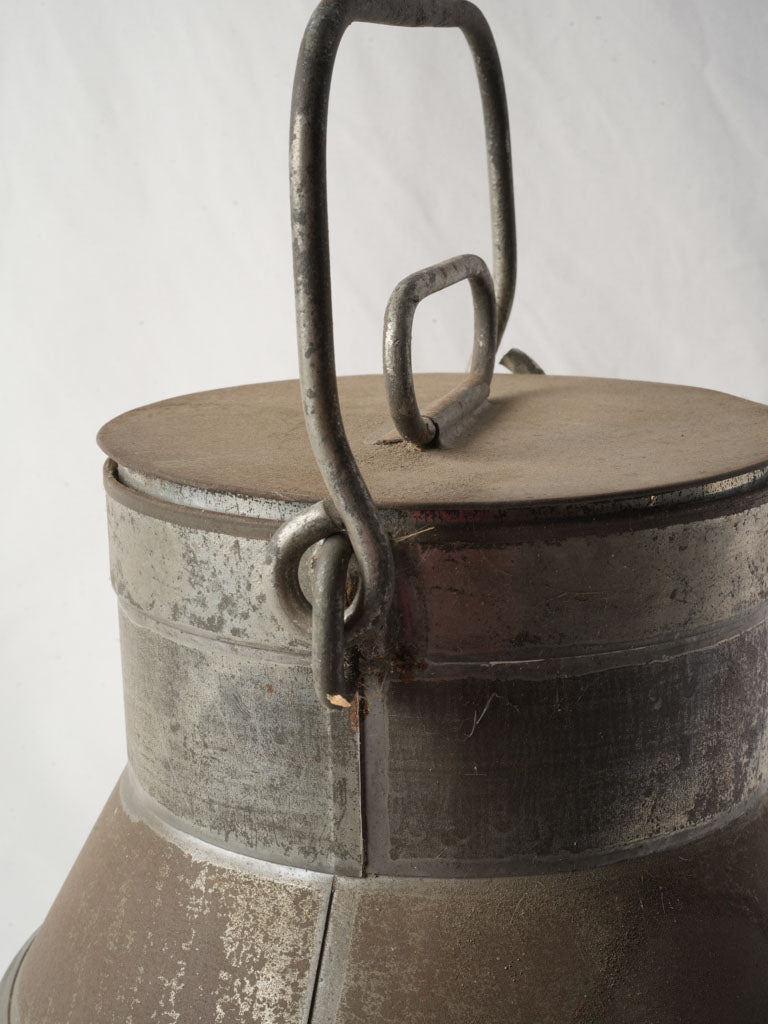 Historical French tinplate churn