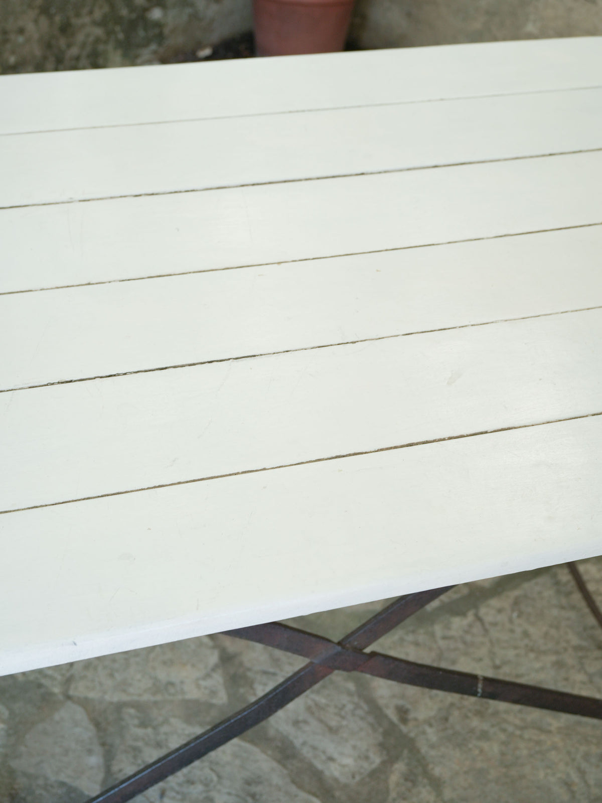 High Oval Garden Table w/ Painted Timber Top