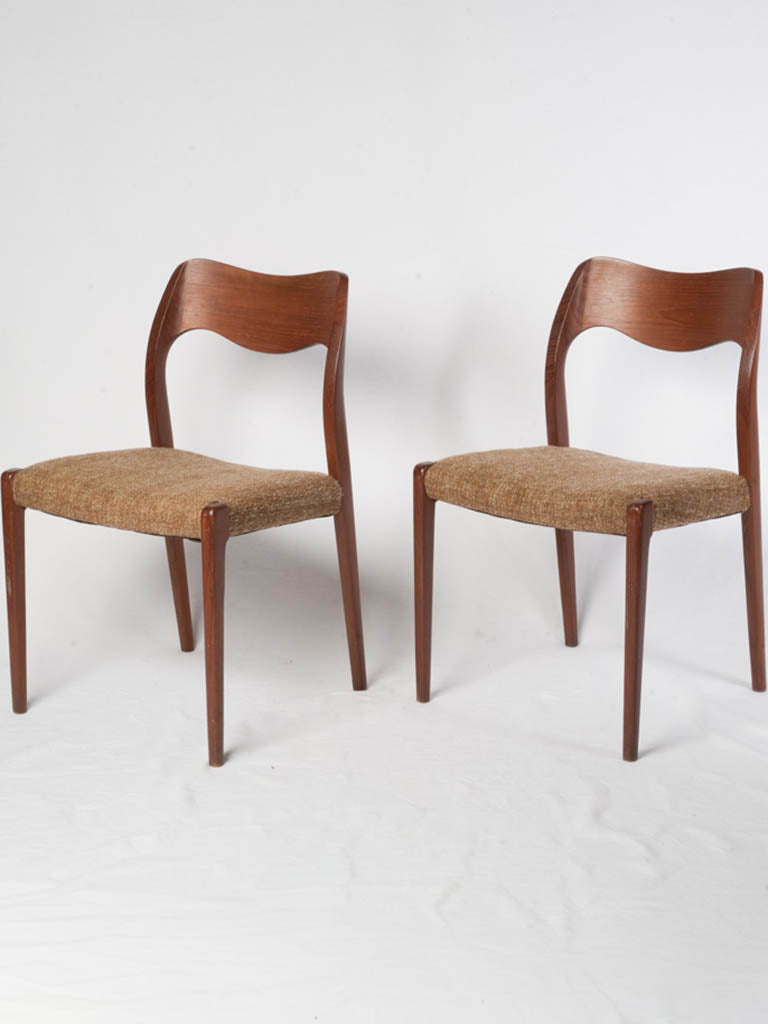 Pair of 1960s Scandinavian Teak Chairs w/ Upholstered Seats