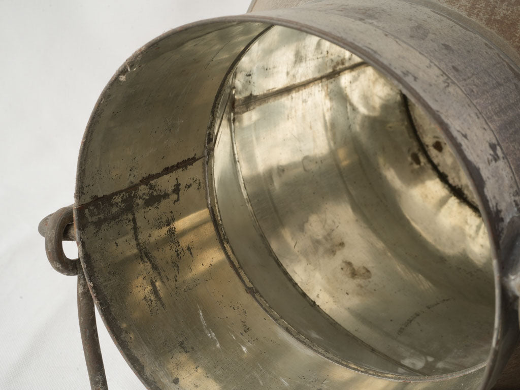 Classic aged tinplate milk canister