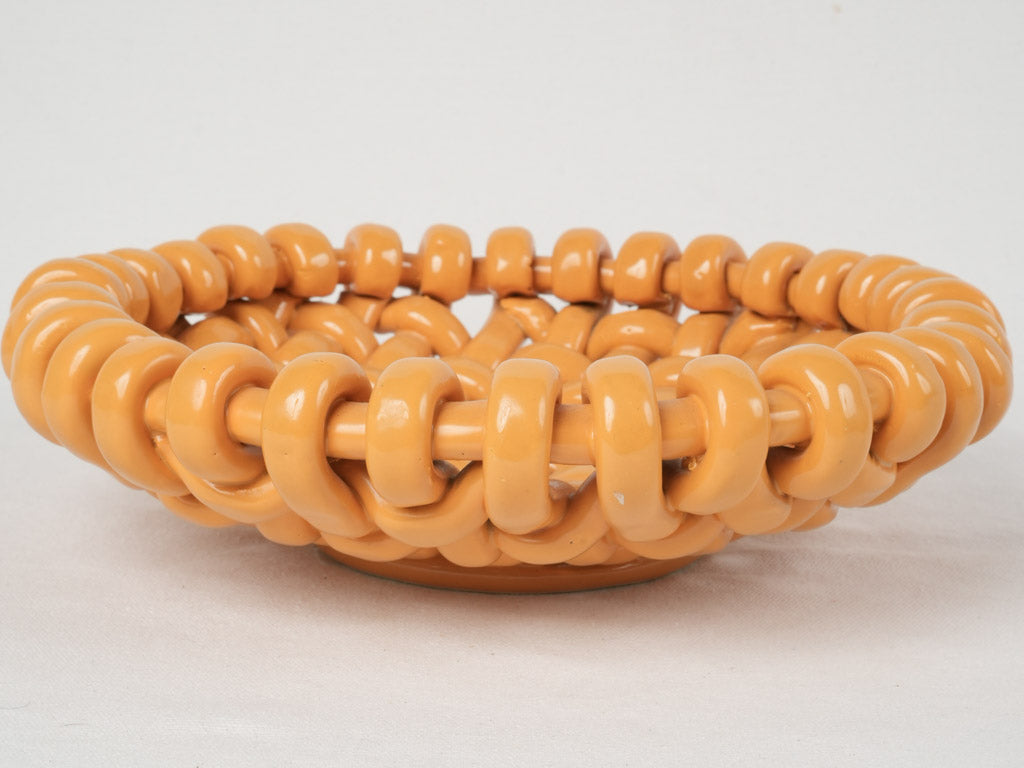 Elegant Antique Woven Ceramic Dish