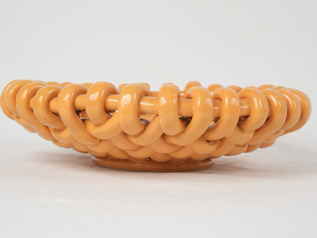 Traditional Orange Pottery Fruit Bowl