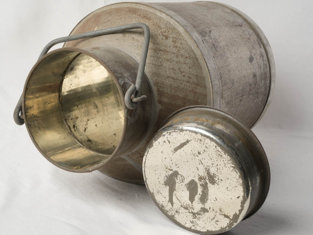 Decorative antique tin milk churn