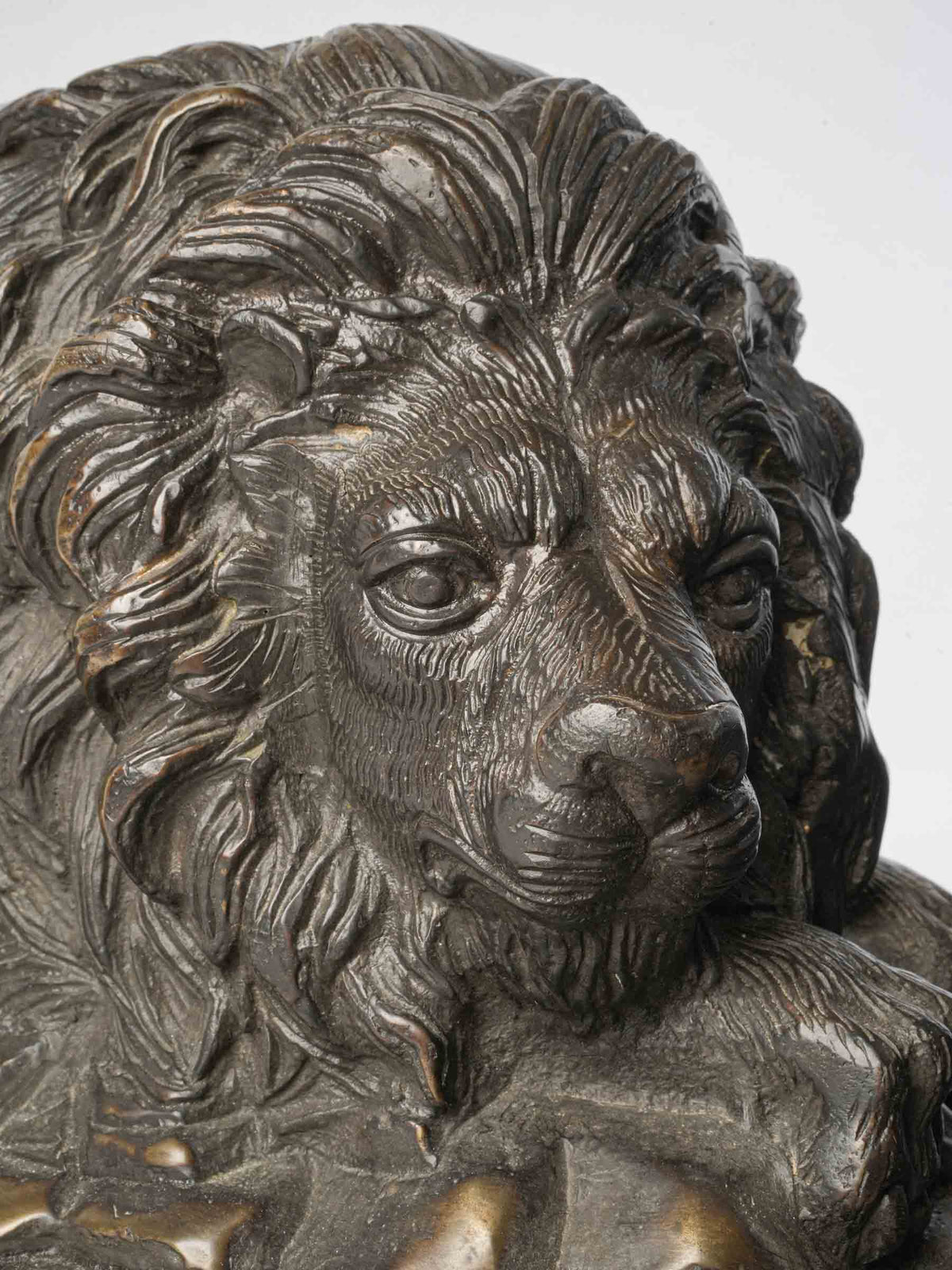 Elegant Animalier bronze lion statues