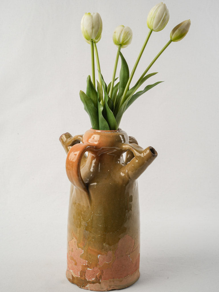 Vintage olive-green glazed pottery