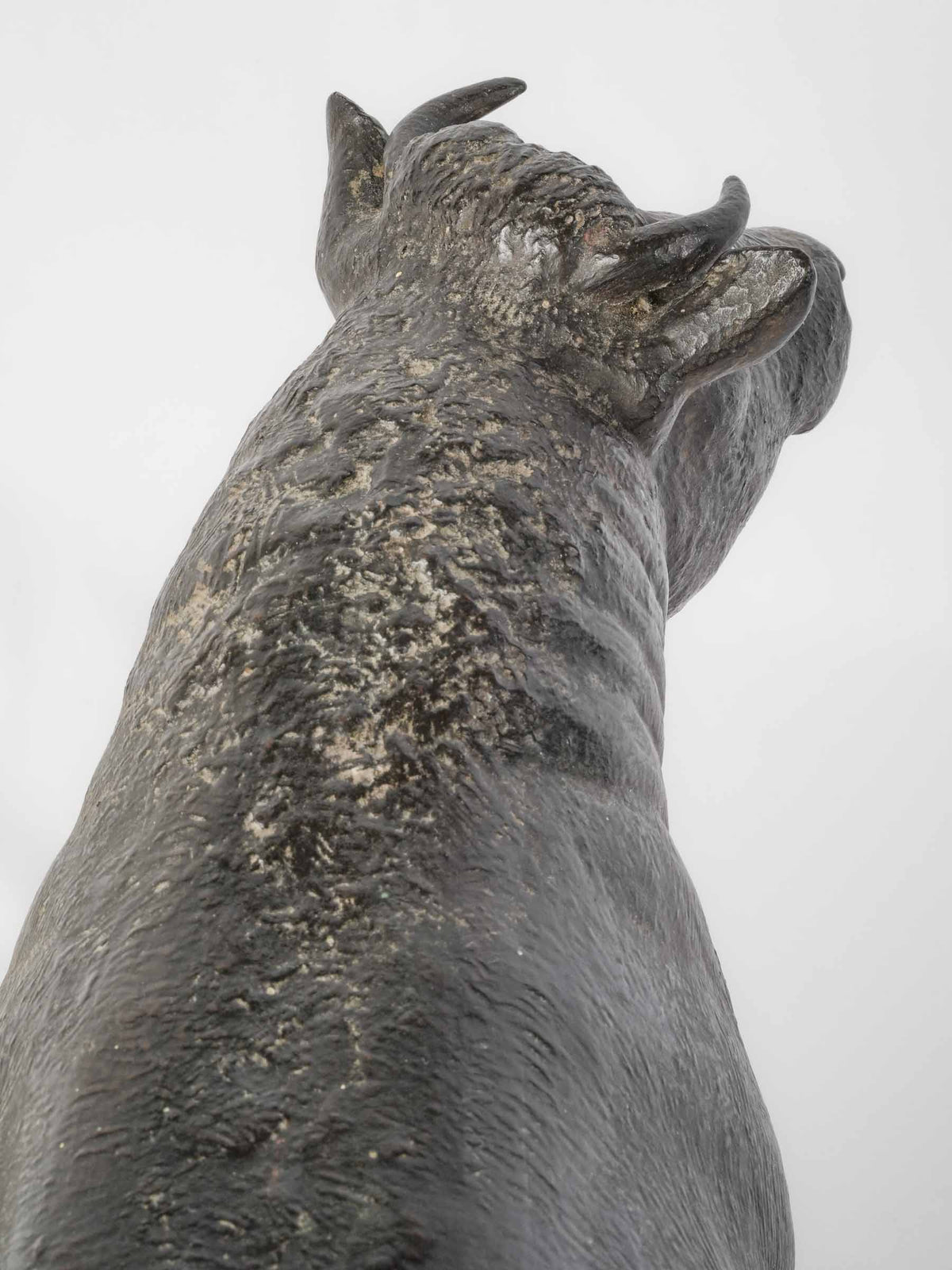 Finely detailed standing bull sculpture