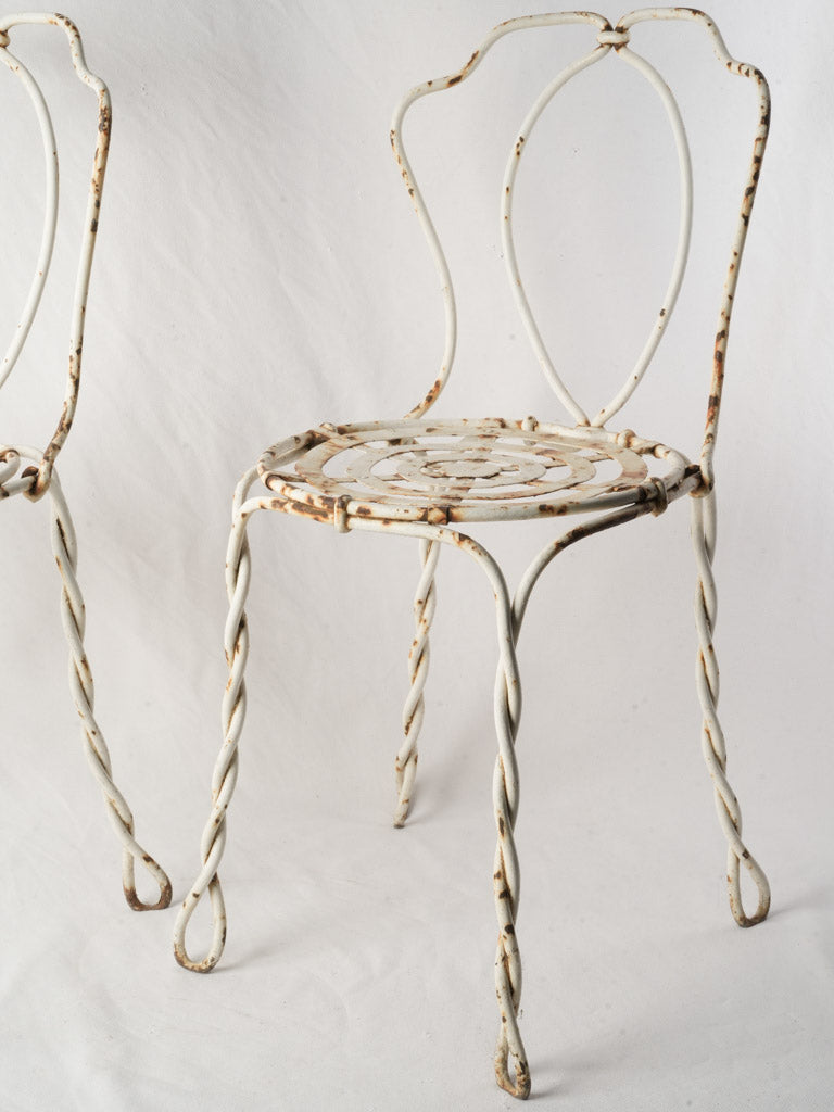 Pair of late 19th century French wrought iron garden chairs