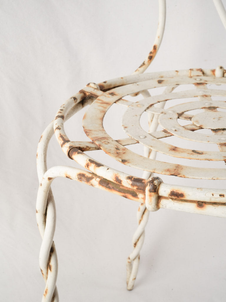 Rustic patina iron garden chairs