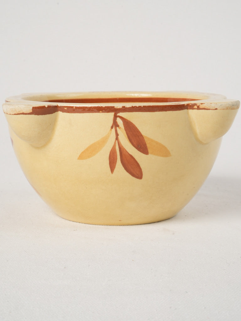 Artisanal vintage pottery olive mortar