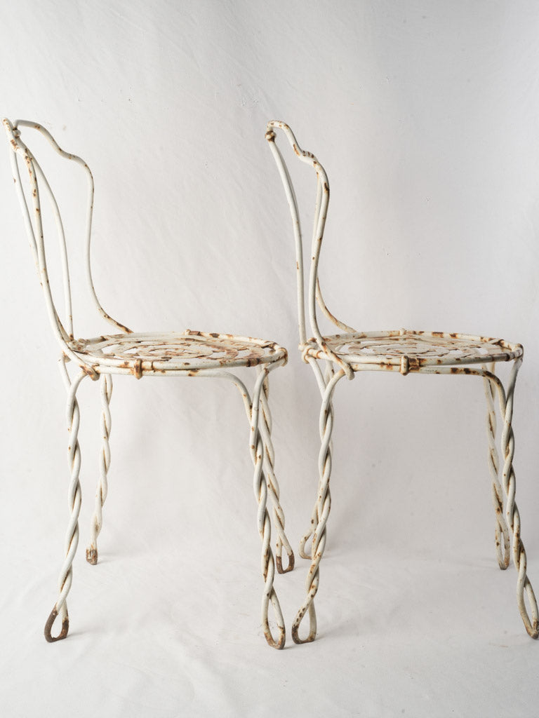 Pair of late 19th century French wrought iron garden chairs