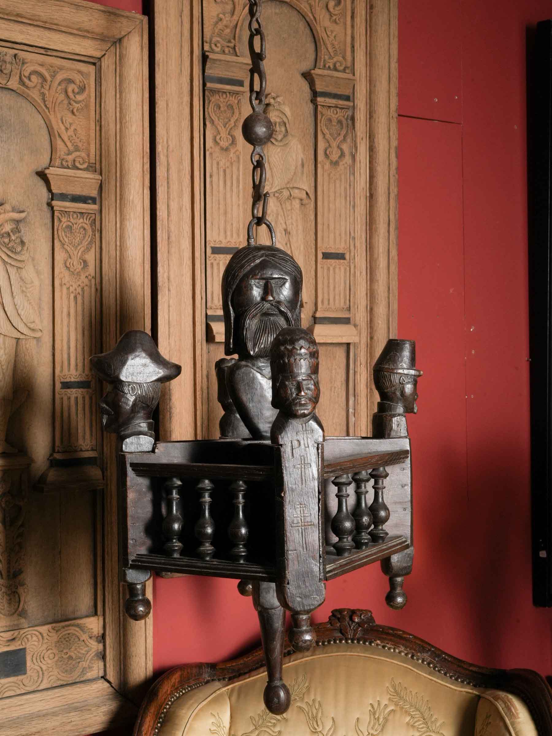 Remarkable Breton Folk Art Hanging Cutlery Holder, Late 19th Century - 28" x 13¾"
