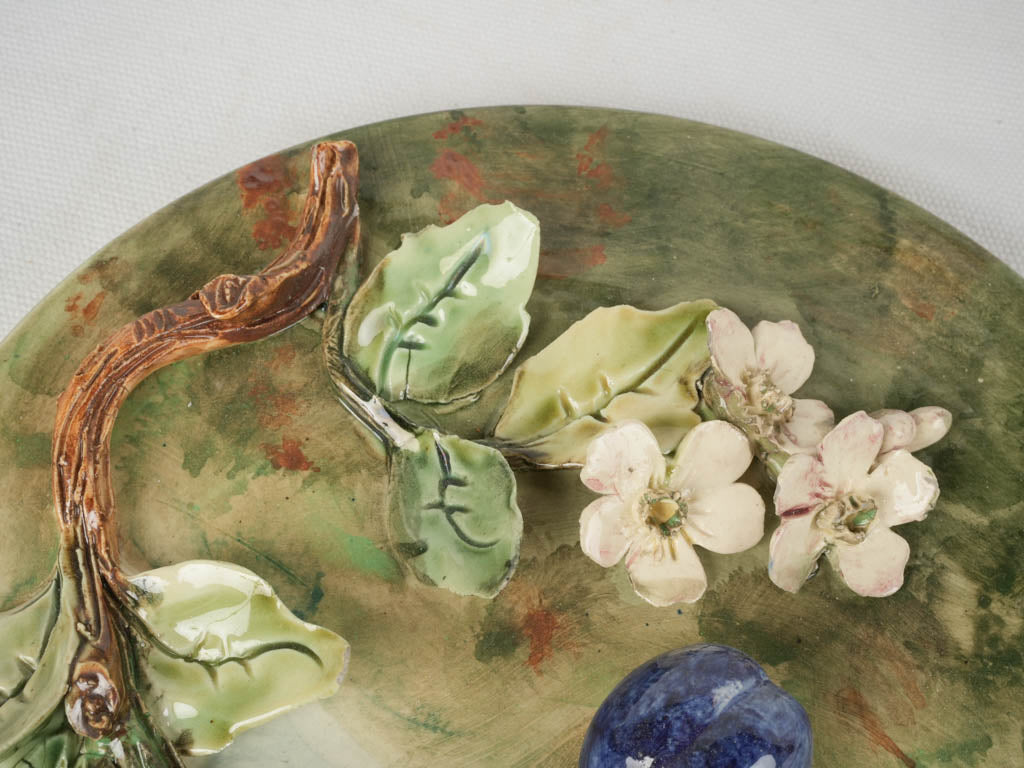 Antique French majolica fruit platter
