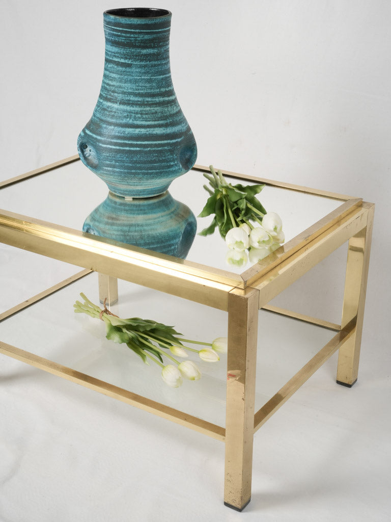 Glamorous 70s Hollywood Regency-style brass table
