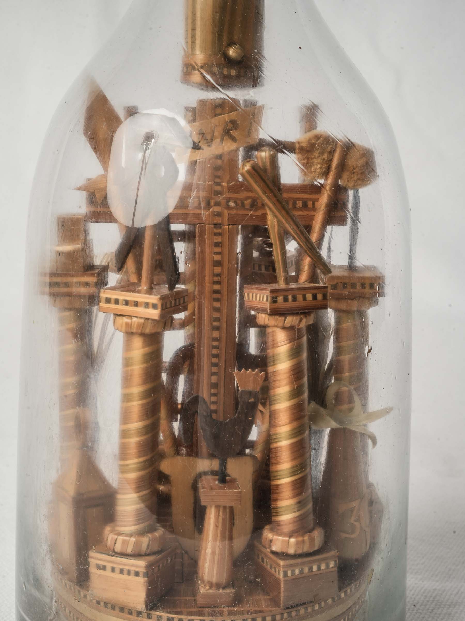 Rare French Bouteille de la Passion w/ Straw Marquetry, - 14¼"