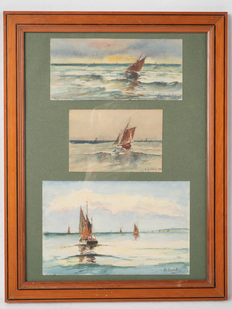Elegant glass-protected sailing art