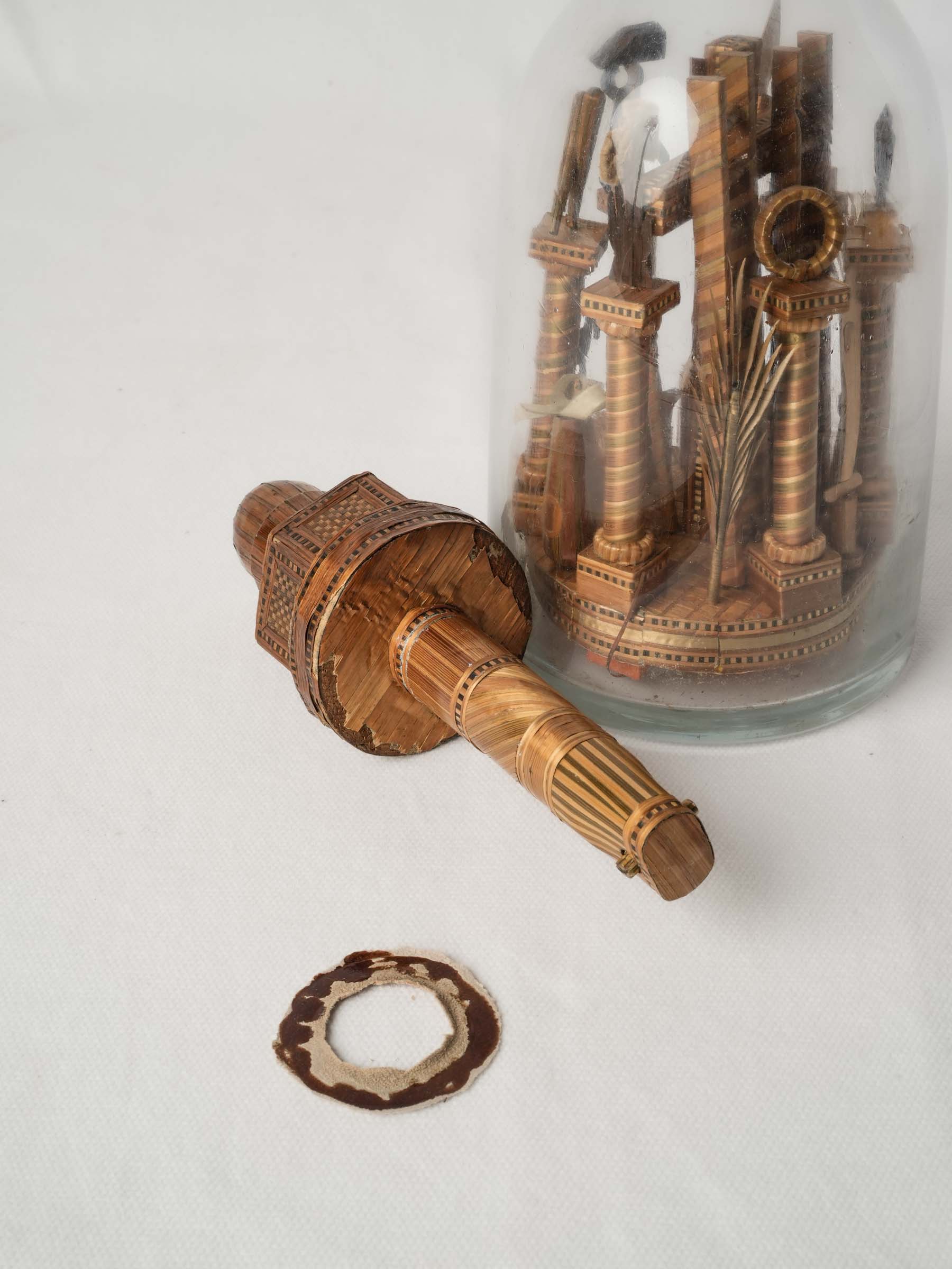 Rare French Bouteille de la Passion w/ Straw Marquetry, - 14¼"