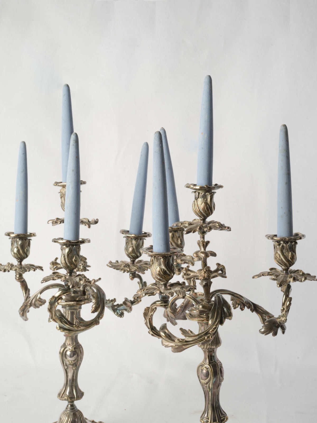 Stylish sculptural silver candelabra