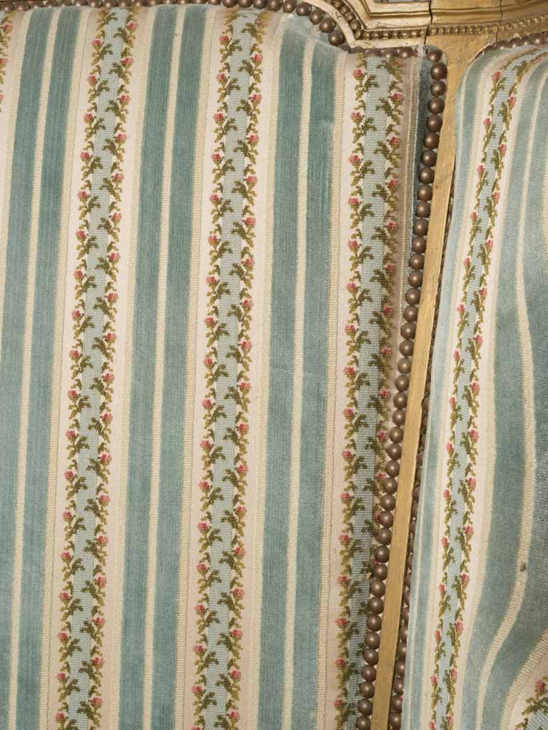 Royal blue striped settee