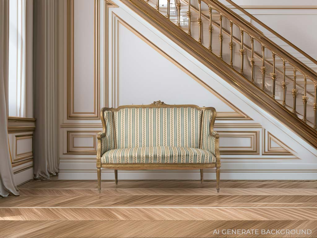 Provenance-rich ivory stripe loveseat