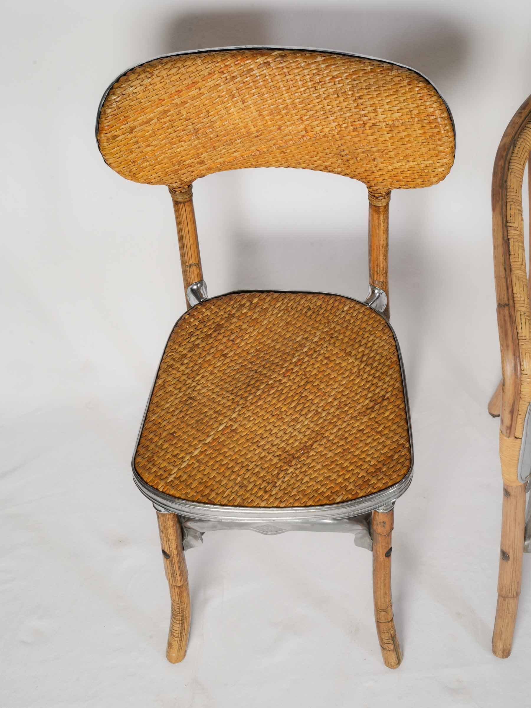 Richly aged wicker cafe ensemble