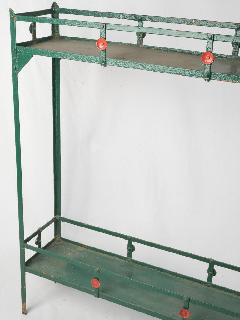 Rustic green metal display stand