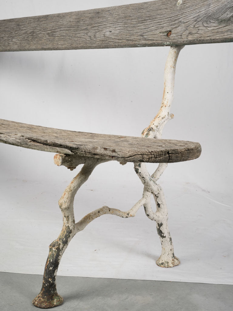 Wooden Antique French Garden Bench - w/ Organic Cast Iron Frame 78¾"