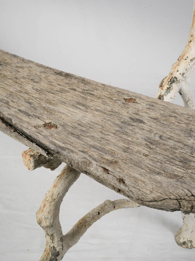 Wooden Antique French Garden Bench - w/ Organic Cast Iron Frame 78¾"