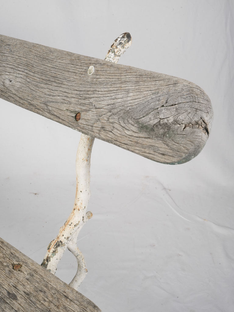 Wooden Antique French Garden Bench - w/ Organic Cast Iron Frame 78¾"
