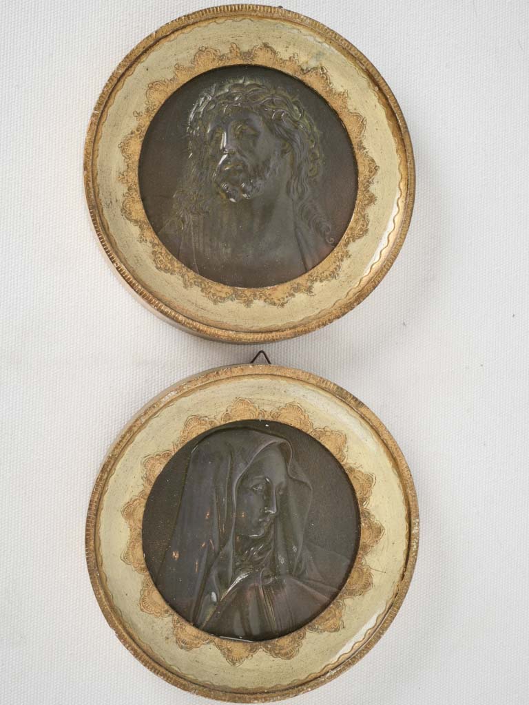 Antique Italian bronze religious medallions
