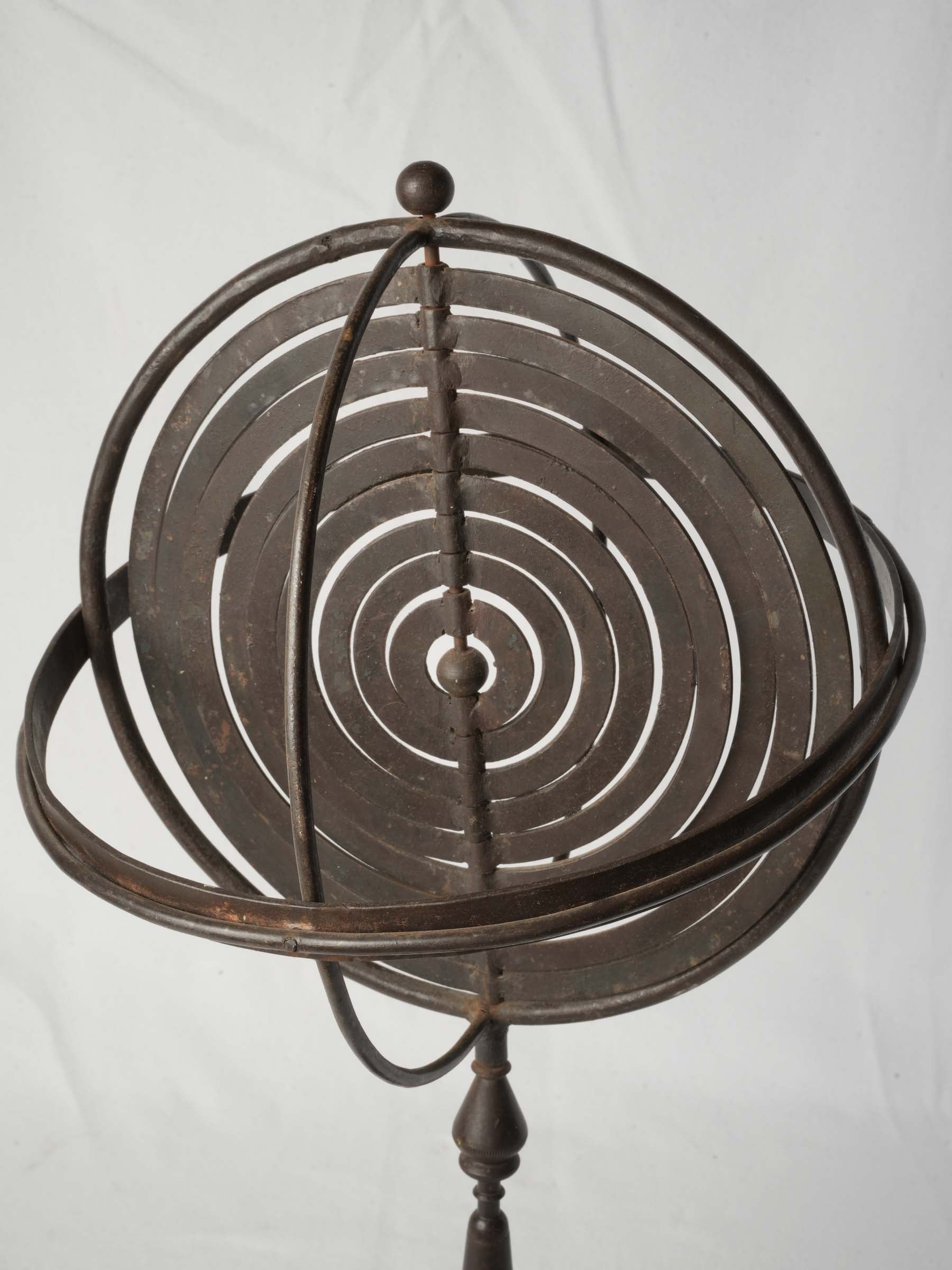 Sculptural French Hand-Made Wrought-Iron Armillary Sphere, Mid-20th Century - 25½"