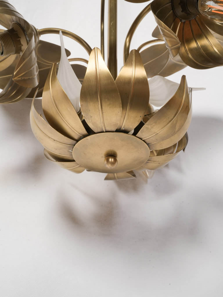 Aged brass floral light fixture