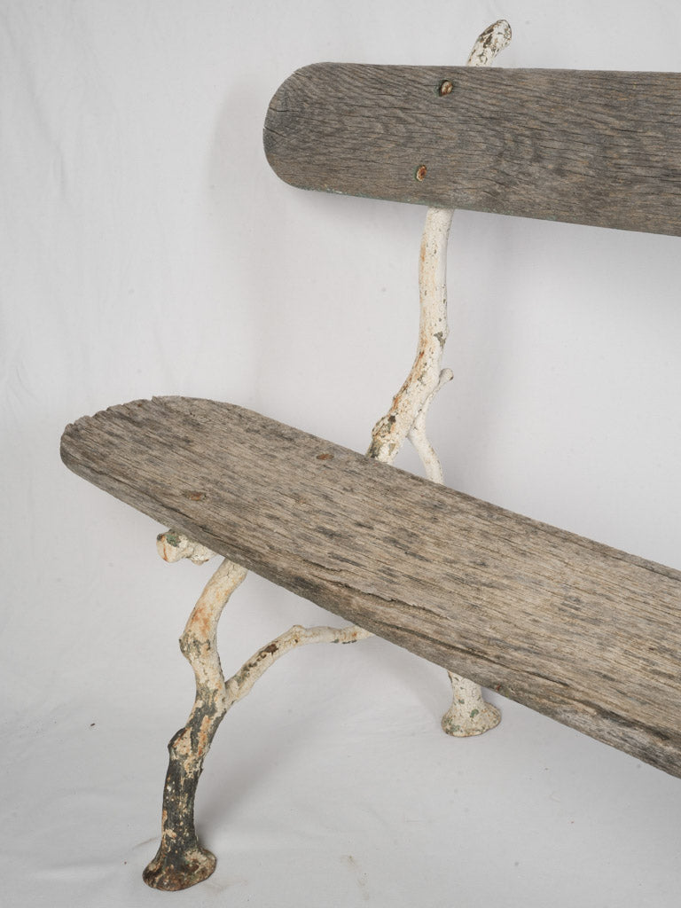 Wooden Antique French Garden Bench - w/ Organic Cast Iron Frame 78¾"