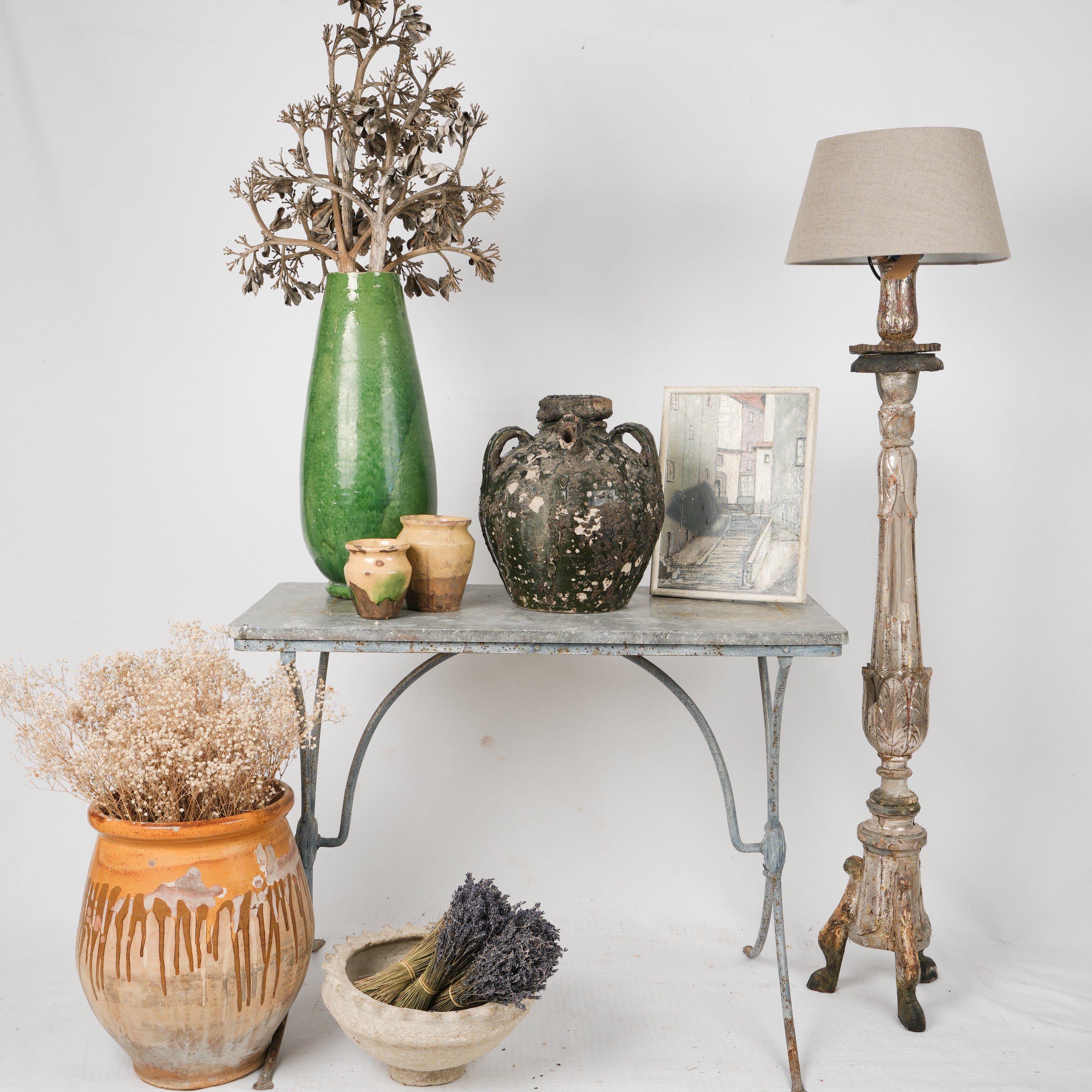 French green patina antique Biot vase