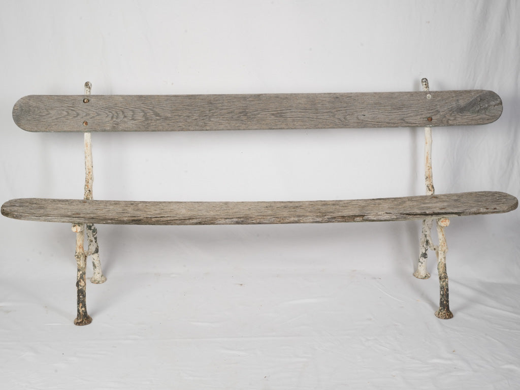 Wooden Antique French Garden Bench - w/ Organic Cast Iron Frame 78¾"
