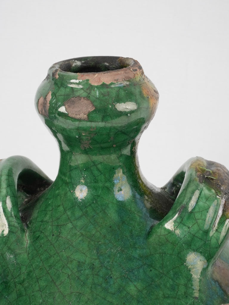 Aged patina French ceramic container
