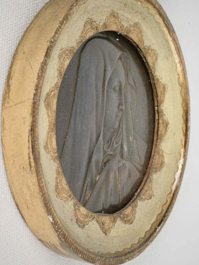 Pale green and gold framed medallions