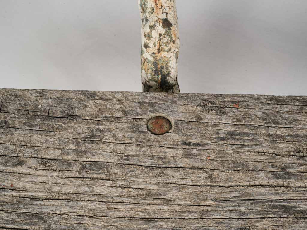 Wooden Antique French Garden Bench - w/ Organic Cast Iron Frame 78¾"
