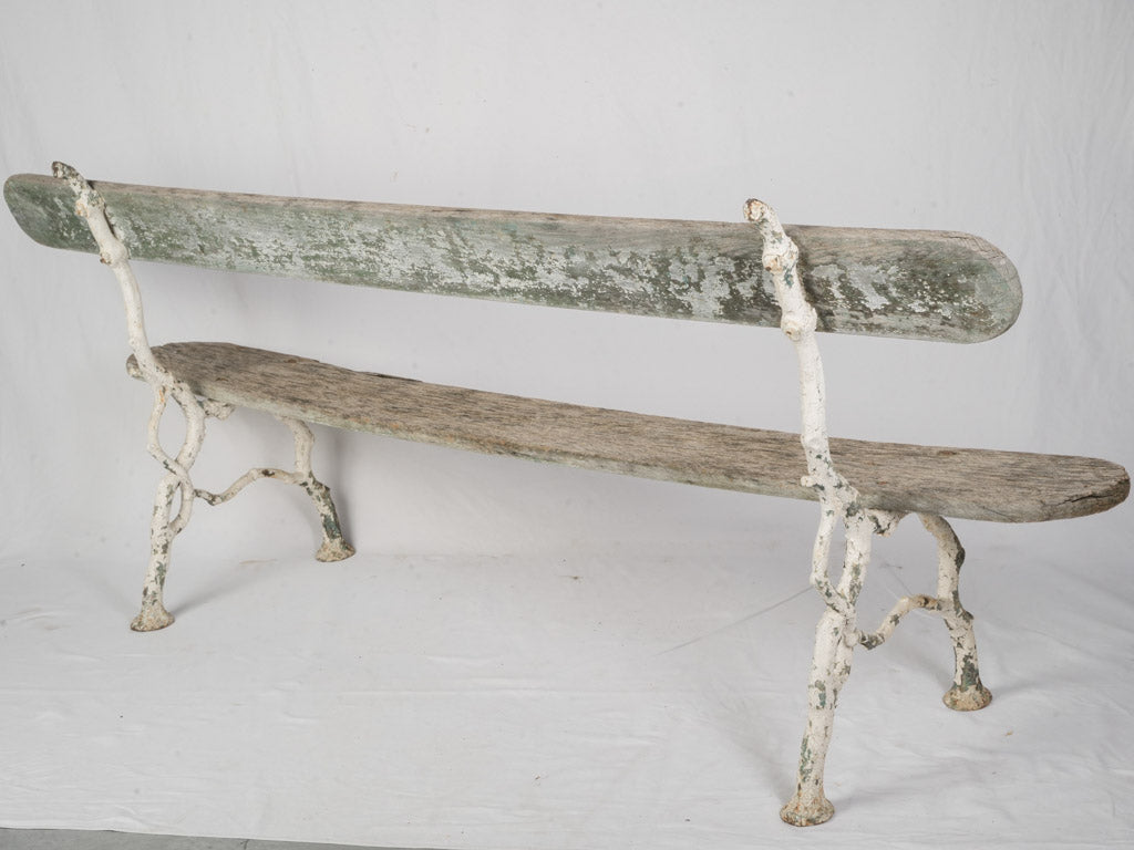Wooden Antique French Garden Bench - w/ Organic Cast Iron Frame 78¾"