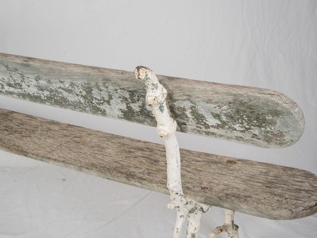 Wooden Antique French Garden Bench - w/ Organic Cast Iron Frame 78¾"