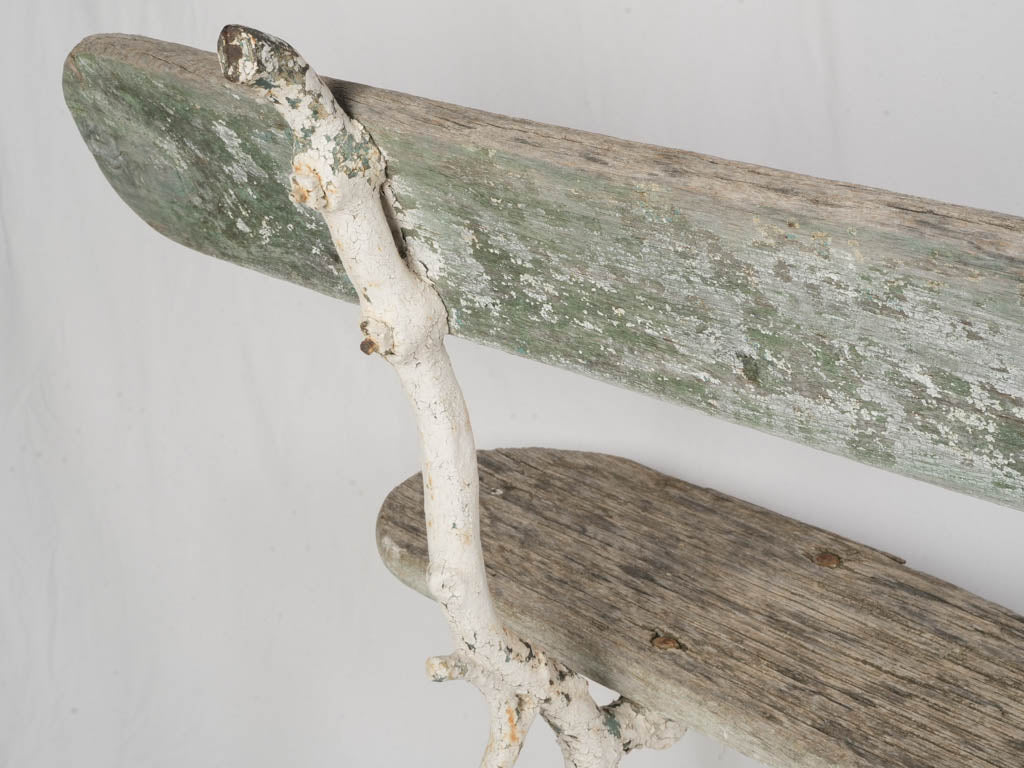 Wooden Antique French Garden Bench - w/ Organic Cast Iron Frame 78¾"