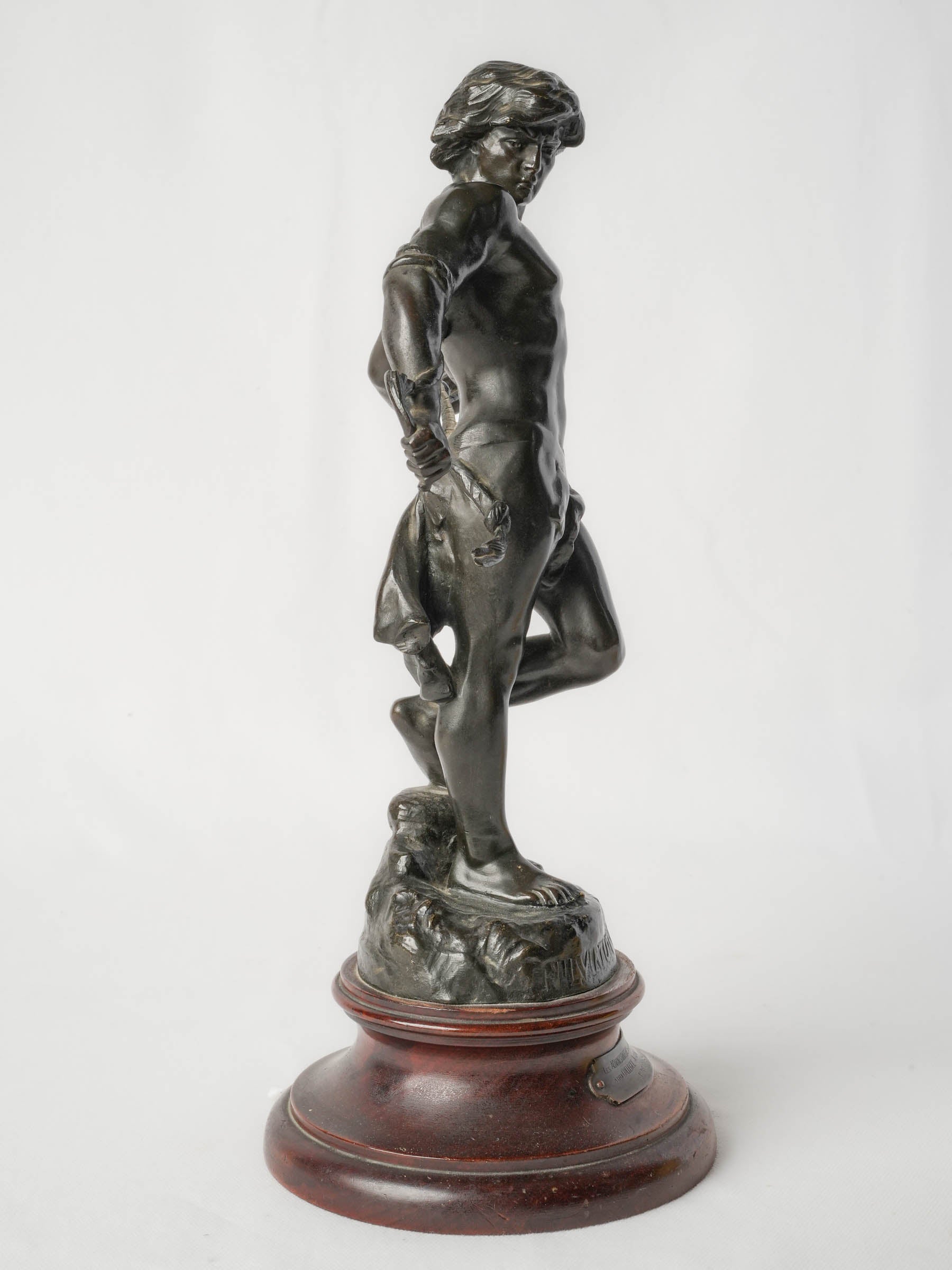 Black-Patinated Bronze Allegorical Figure Nil Virtuti Invium by Henri Gauquié dated 1929 - 15¼"