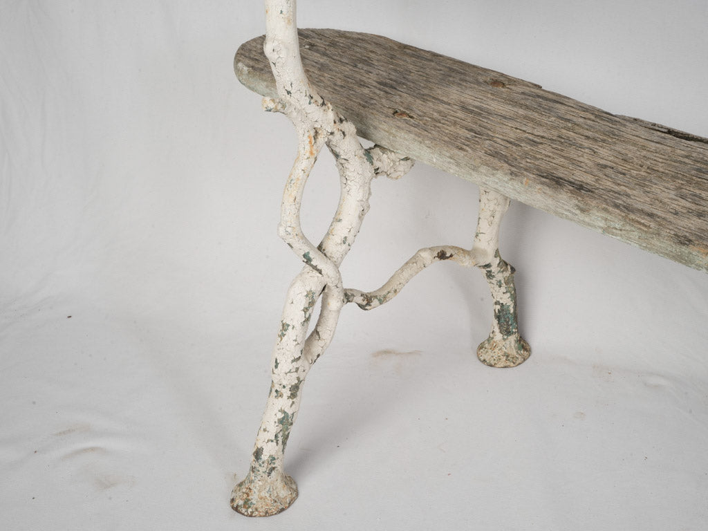 Wooden Antique French Garden Bench - w/ Organic Cast Iron Frame 78¾"